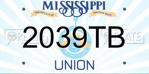 2039TB Mississippi License Plate