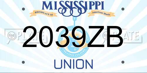 2039ZB Mississippi License Plate
