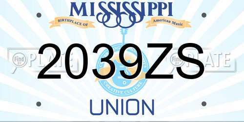 2039ZS Mississippi License Plate
