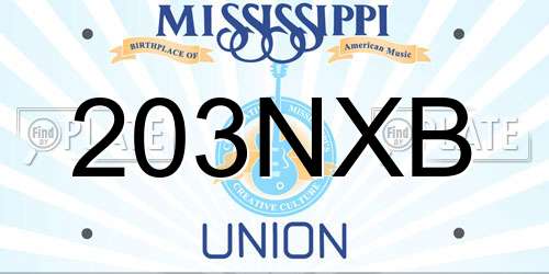 203NXB Mississippi License Plate