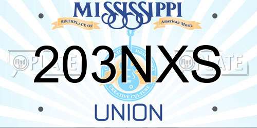 203NXS Mississippi License Plate