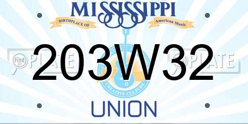 203W32 Mississippi License Plate
