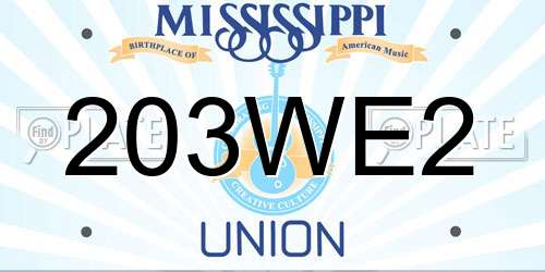 203WE2 Mississippi License Plate