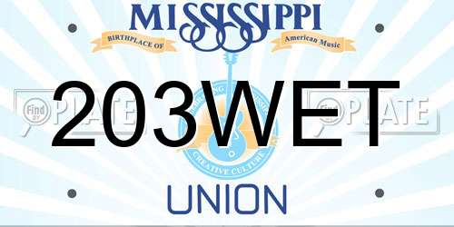 203WET Mississippi License Plate