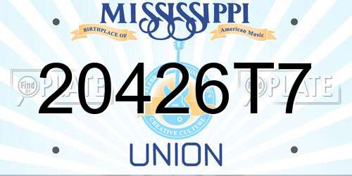 20426T7 Mississippi License Plate