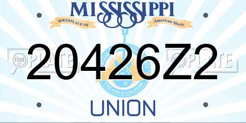 20426Z2 Mississippi License Plate