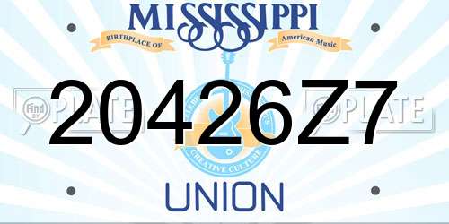 20426Z7 Mississippi License Plate