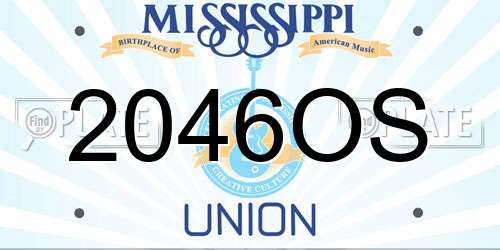 2046OS Mississippi License Plate