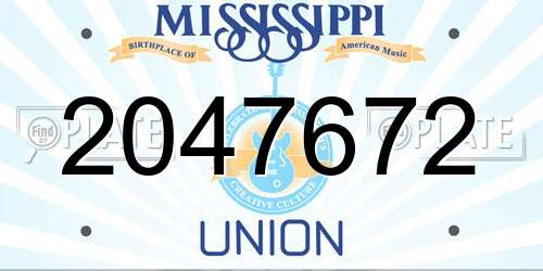 2047672 Mississippi License Plate