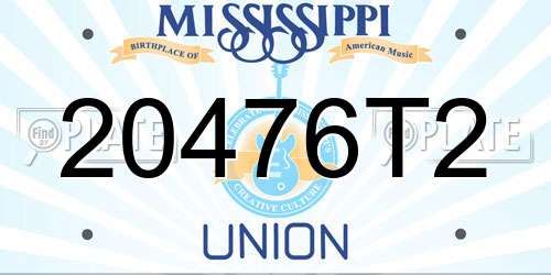 20476T2 Mississippi License Plate