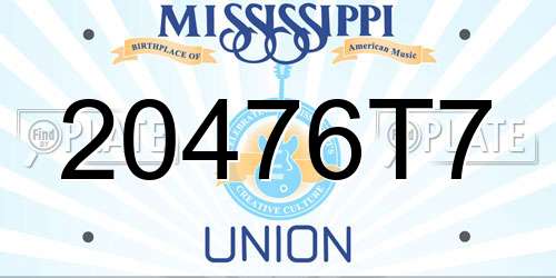 20476T7 Mississippi License Plate