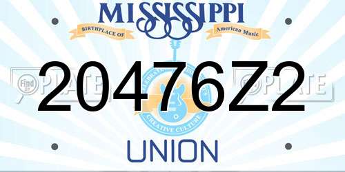 20476Z2 Mississippi License Plate