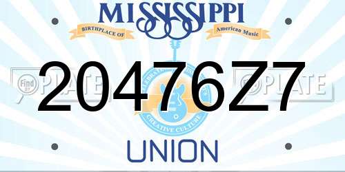 20476Z7 Mississippi License Plate