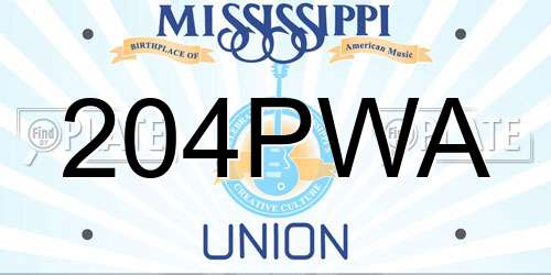204PWA Mississippi License Plate