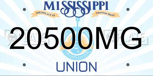 20500MG Mississippi License Plate