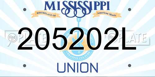 205202L Mississippi License Plate