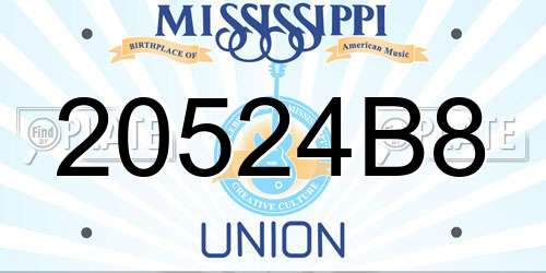 20524B8 Mississippi License Plate