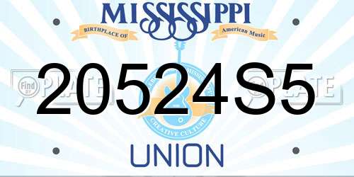 20524S5 Mississippi License Plate