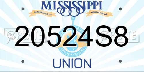 20524S8 Mississippi License Plate