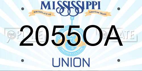 2055OA Mississippi License Plate