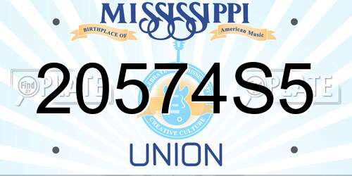 20574S5 Mississippi License Plate