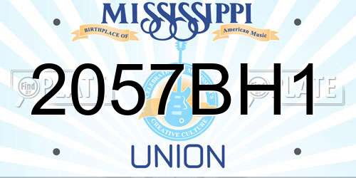 2057BH1 Mississippi License Plate