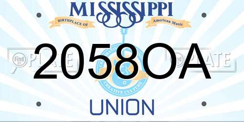 2058OA Mississippi License Plate