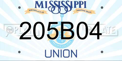205B04 Mississippi License Plate