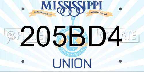 205BD4 Mississippi License Plate