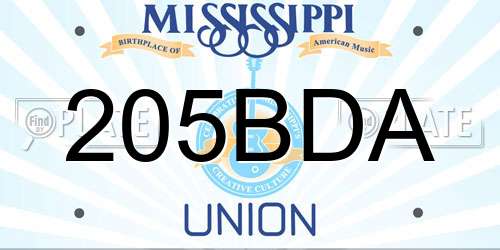 205BDA Mississippi License Plate