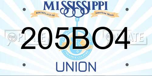 205BO4 Mississippi License Plate