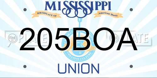 205BOA Mississippi License Plate