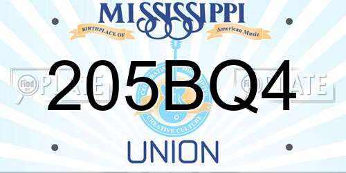 205BQ4 Mississippi License Plate