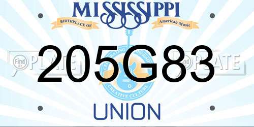 205G83 Mississippi License Plate