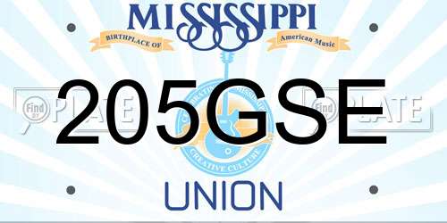 205GSE Mississippi License Plate