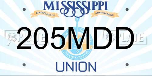 205MDD Mississippi License Plate