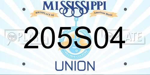 205S04 Mississippi License Plate