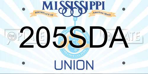 205SDA Mississippi License Plate