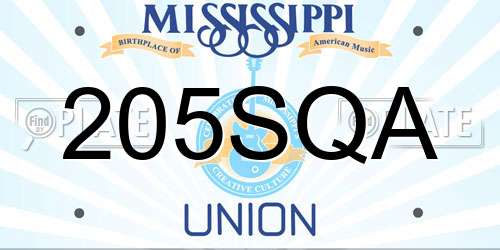 205SQA Mississippi License Plate