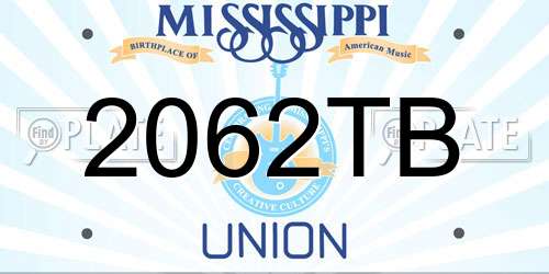 2062TB Mississippi License Plate