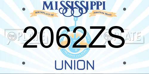 2062ZS Mississippi License Plate