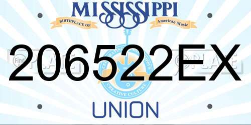 206522EX Mississippi License Plate