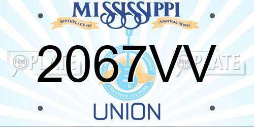 2067VV Mississippi License Plate