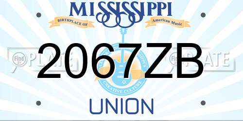 2067ZB Mississippi License Plate