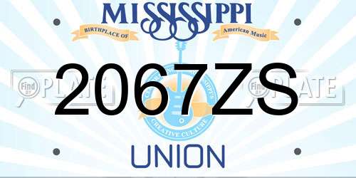 2067ZS Mississippi License Plate