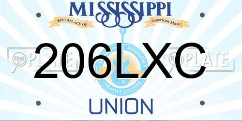 206LXC Mississippi License Plate