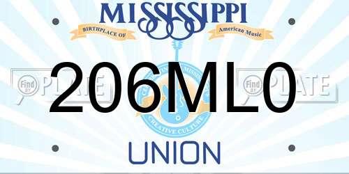 206ML0 Mississippi License Plate