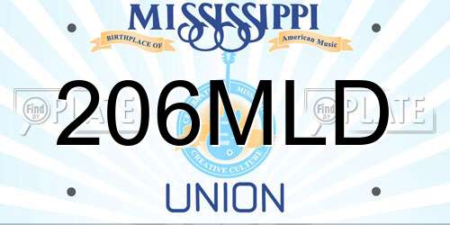 206MLD Mississippi License Plate