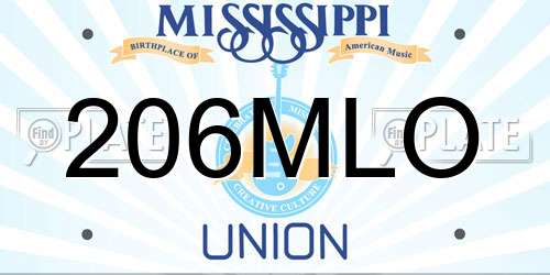 206MLO Mississippi License Plate