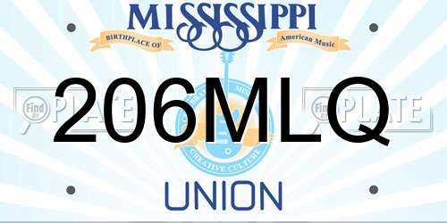 206MLQ Mississippi License Plate